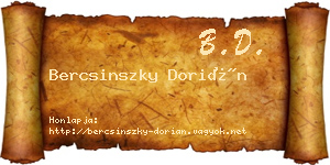 Bercsinszky Dorián névjegykártya